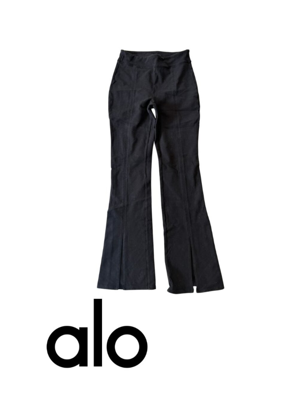 Alo Black Airbrush Flutter Leggings - Front Split High Waisted Size Med